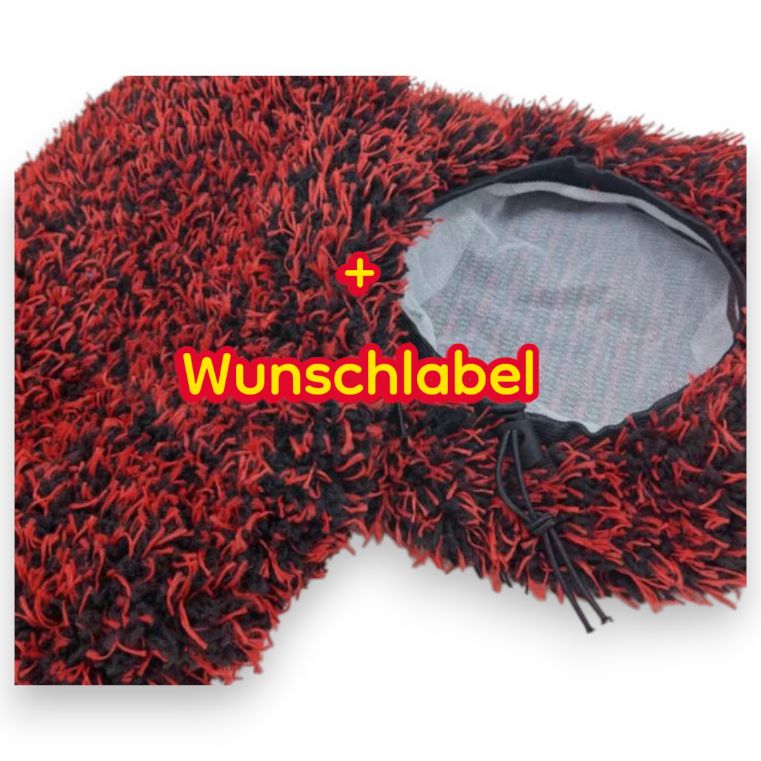 Waschbürsten Cover in schwarz/Rot +  Wunschlabel