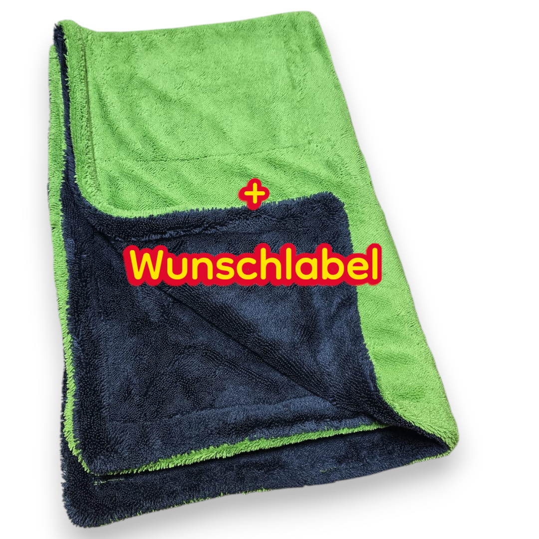 Trockentuch 1400GSM 60x90cm Grün/Grau +  Wunschlabel