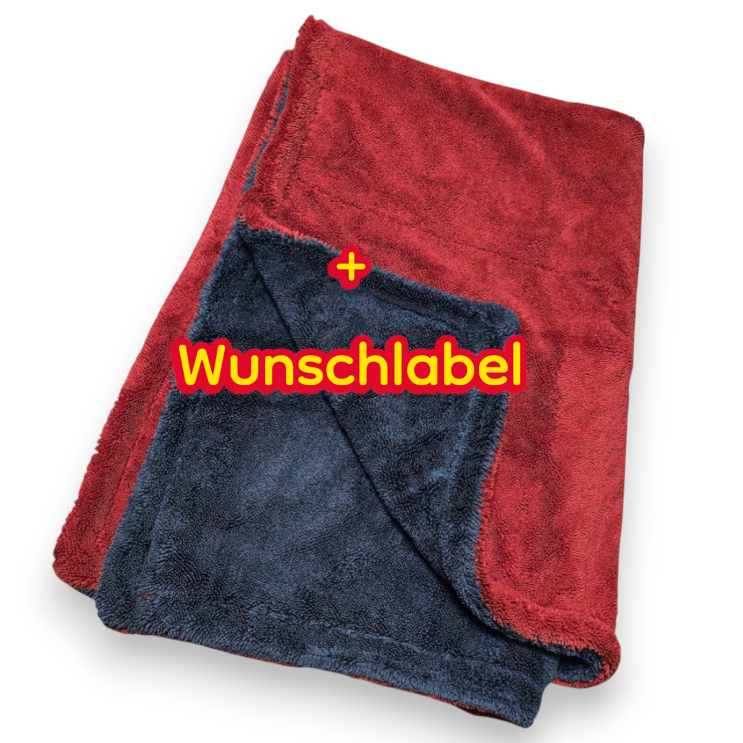 Trockentuch 1400GSM 60x90cm Rot/Grau +  Wunschlabel